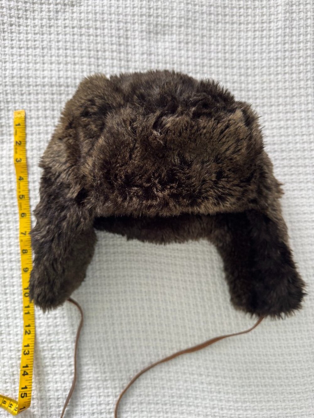 Restoration Hardware Brown Faux Fur Trapper Ushanka Hat Ear Flaps